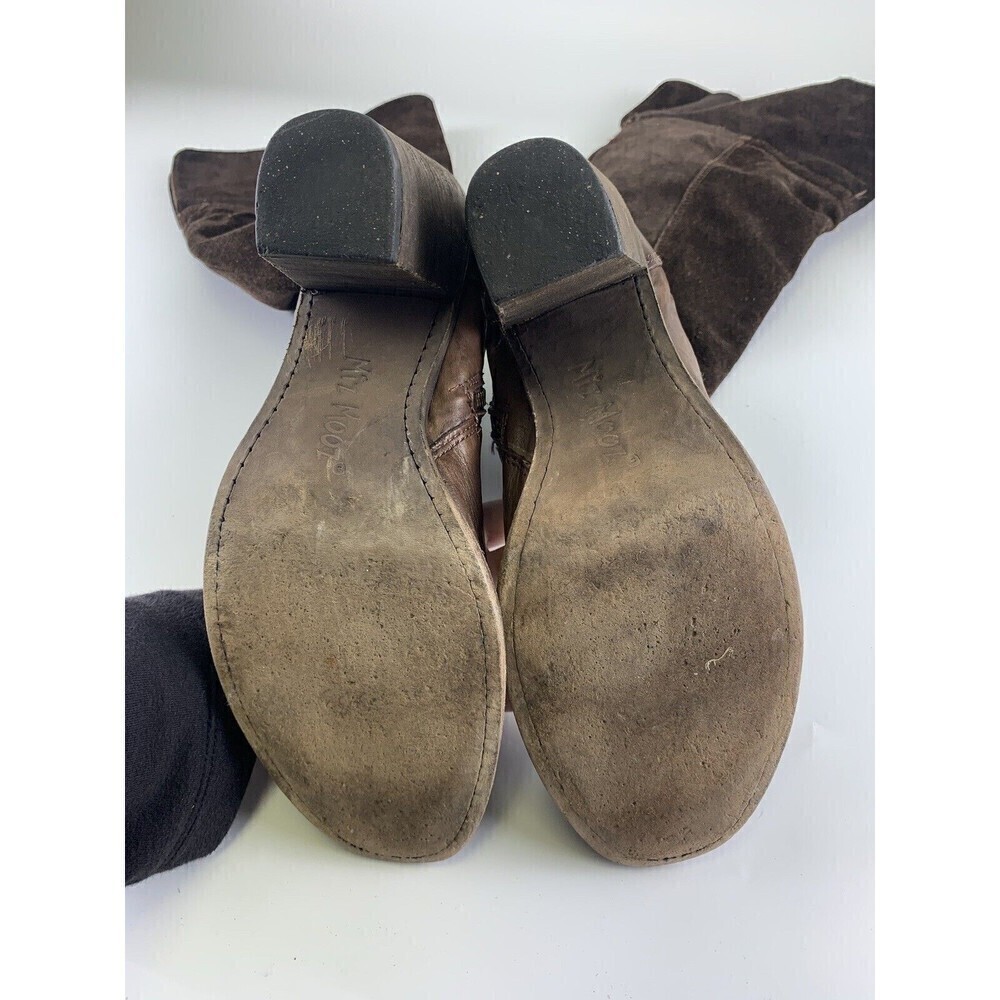 BOGO Miz Mooz Brown Suede Over Knee Heel Boot Mid Zip Pull On Leather 38 7.5-8 - Picture 10 of 16
